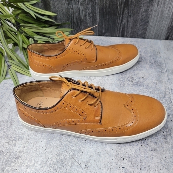 Adolfo | Camel Wingtip Oxford Tie Dress Shoes - Picture 4 of 8